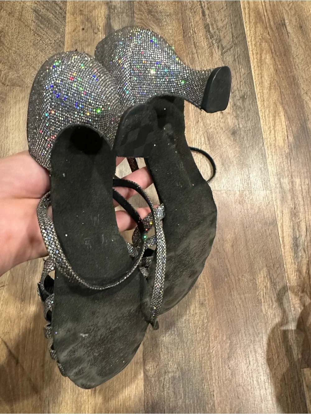 Vintage two steppers black sparkly ballroom heels